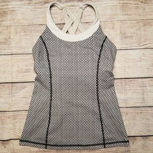 LULULEMON black & white honeycomb strappy racerback athletic tank top 4
